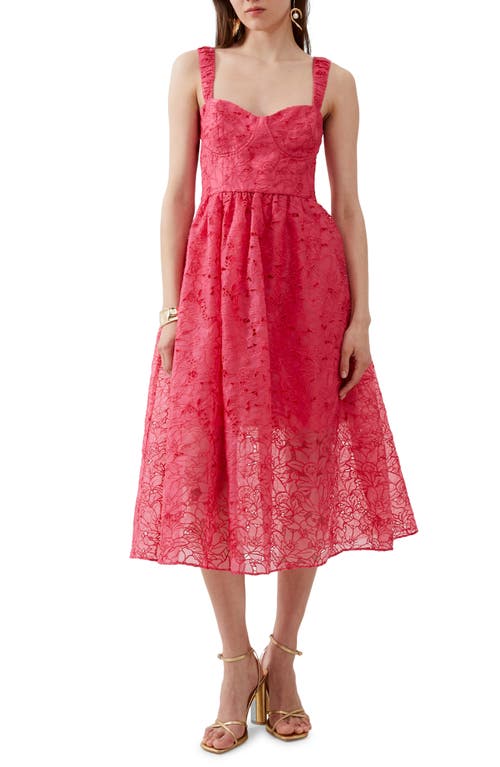 Embroidered Lace Dress in Azalea