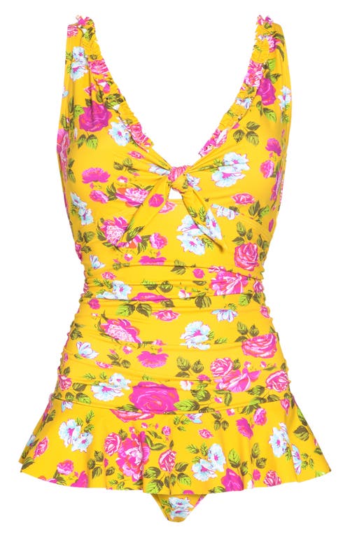 Betsey Johnson Skirted One-piece Swimsuit In Indian Summer Rose