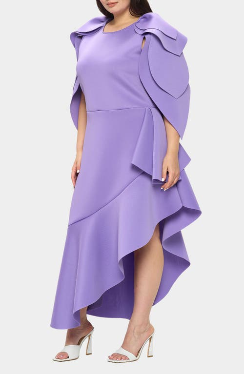 Shop L I V D Kaskade Asymmetric Ruffle Dress In Lavender