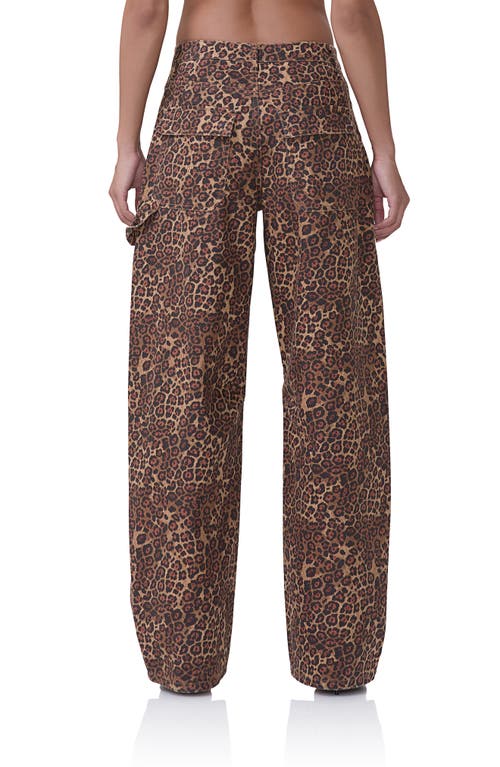 Shop Afrm Rhett Leopard Print Carpenter Jeans In Rock Leopard