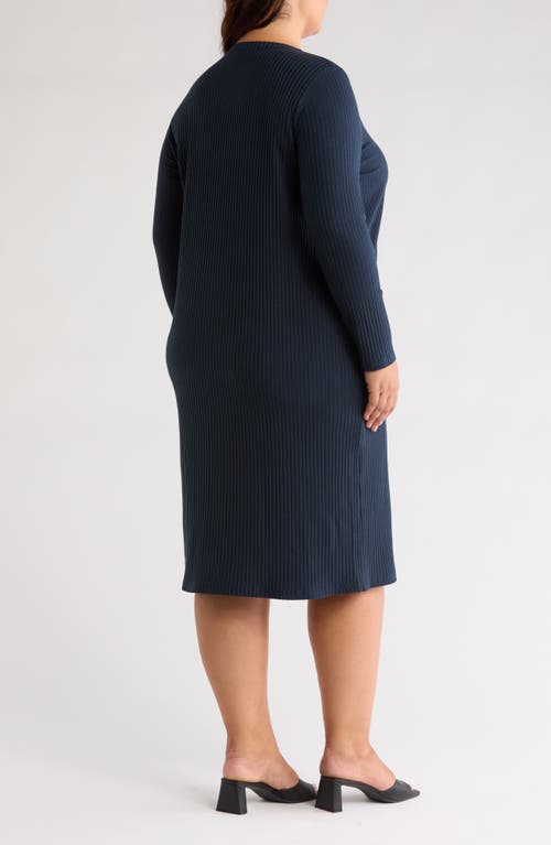 Shop Eileen Fisher Long Sleeve Rib Dress In Deep Adriatic