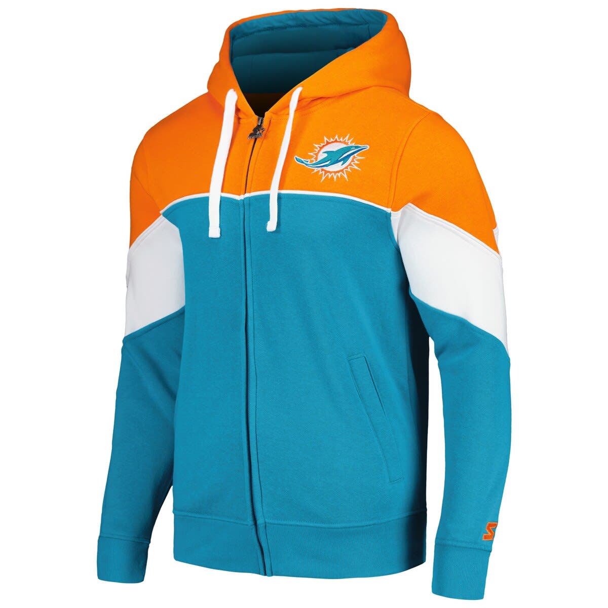 Men's Starter Aqua Miami Dolphins Locker Room Throwback End Zone Pullover  Sweatshirt