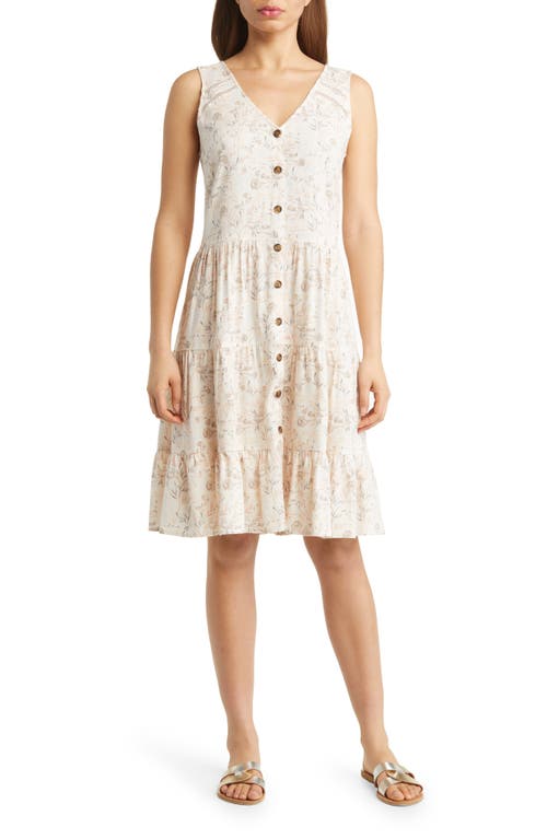 caslon(r) Floral Sleeveless Dress in Ivory Floral