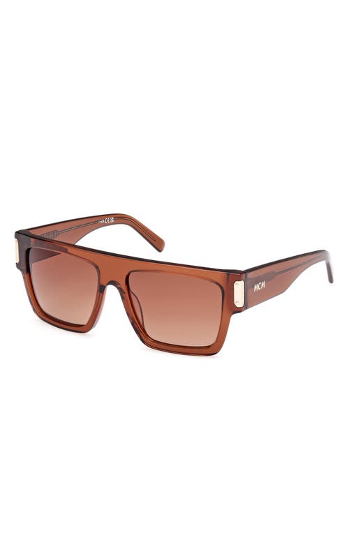 Shop Mcm 54mm Rectangular Sunglasses In Light Brown/gradient Brown