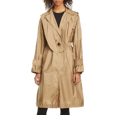Moncler Vanille Tie Hood Water Resistant Trench Coat, (fits like 2-4 US) - Beige