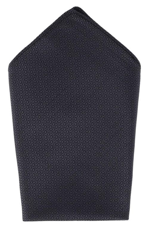 Shop Trafalgar The Monte Bello Interlocked Silk Pocket Square In Black