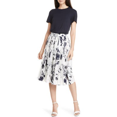 Ted Baker London Bekzi Bluebell Mock Two-Piece Pleated Dress, Blue