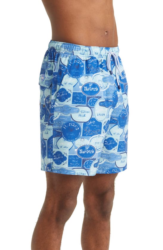 Peter Millar 7 Vintage Labels Print Swim Shorts In Twilight Blue | ModeSens