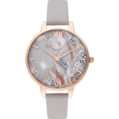 Olivia Burton Abstract Florals Leather Strap Watch,