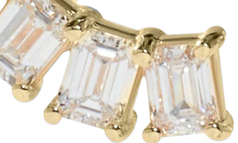 Shop Lana Emerald Cut Diamond Curve Stud Earrings In Yellow Gold