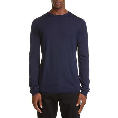 Bottega Veneta Crewneck Merino Wool Sweater, Blue