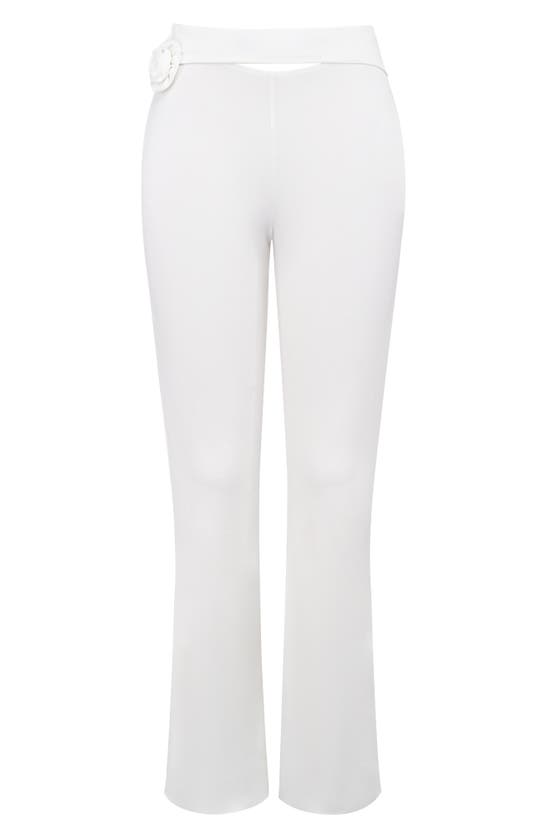 Shop Mistress Rocks Floral Embellished Jersey Flare Pants In Ivory