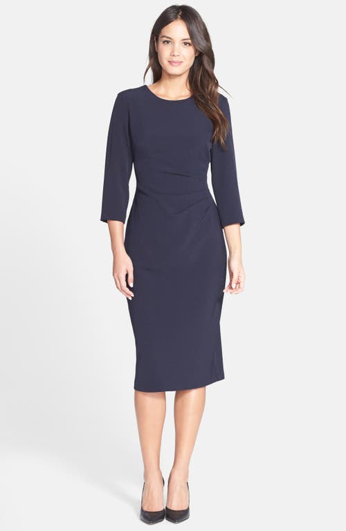 Maggy London Gathered Crepe Sheath Dress in Dark Navy at Nordstrom, Size 10
