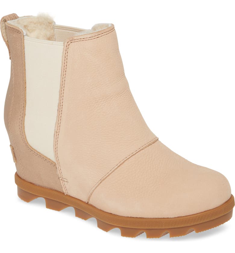 SOREL Joan of Arctic II Waterproof Wedge Bootie, Main, color, LUX-NATURAL TAN LEATHER