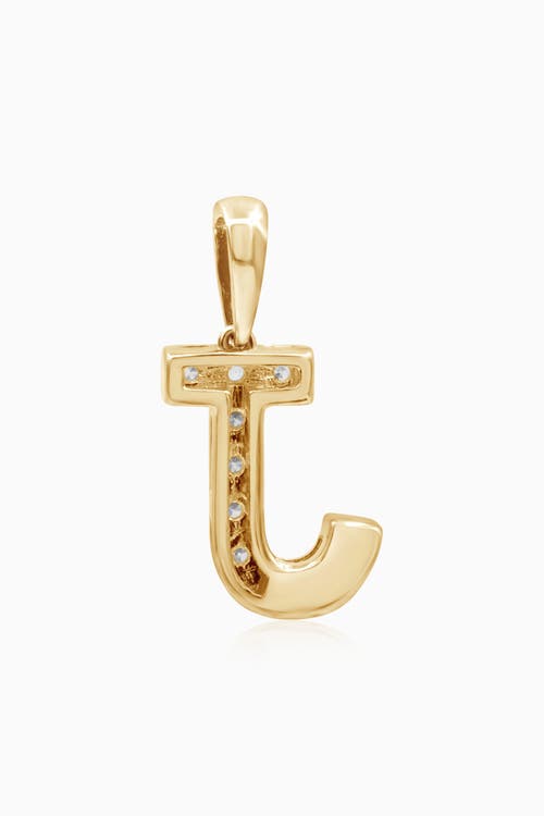 Oradina 14k Gold Luxe Letter Diamond Initial Pendant Charm In Yellow Gold - J