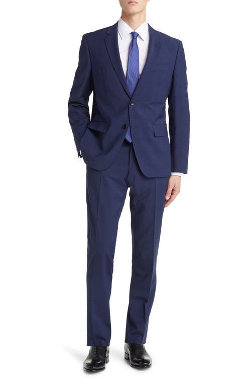BOSS Huge Virgin Wool Blend Suit in Dark Blue