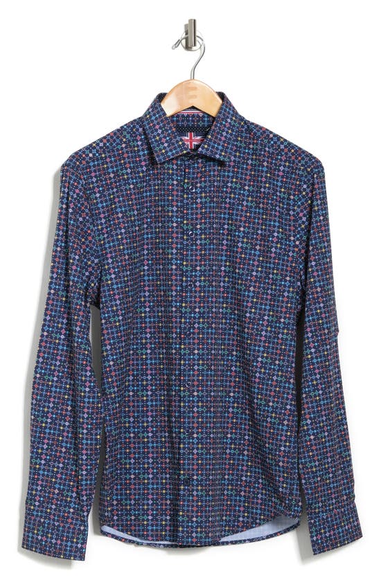 Soul Of London Printed Long Sleeve Button Front Shirt In Multi