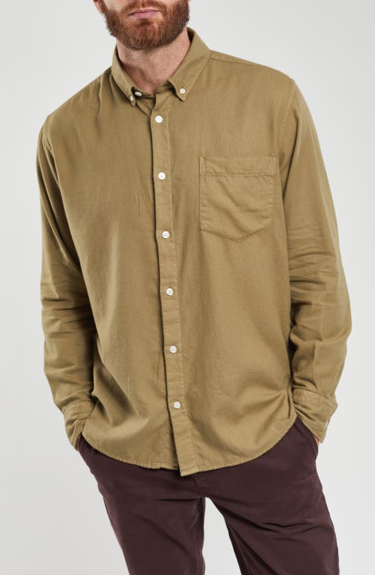 Shop Armor-lux Cotton Button Down Shirt In Oliva