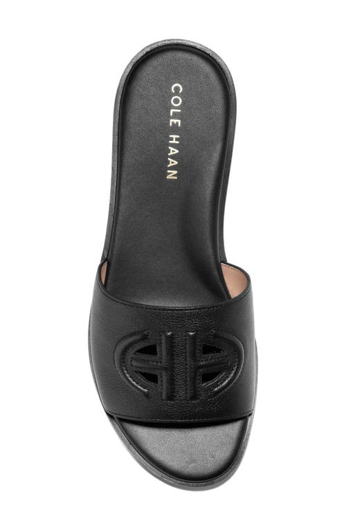 Cole Haan Flynn Logo Slide Sandal In Black Leather