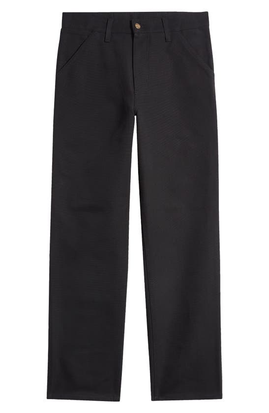 Shop Carhartt Single Knee Organic Cotton Canvas Straight Leg Pants In Black Rigid