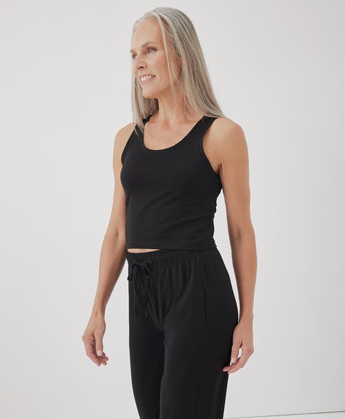 Pact Organic Cotton Cool Stretch Fitted Lounge Tank In Black