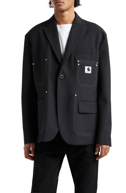 Sacai Carhartt WIP Reversible Bonded Suiting Jacket in Black at Nordstrom, Size 2