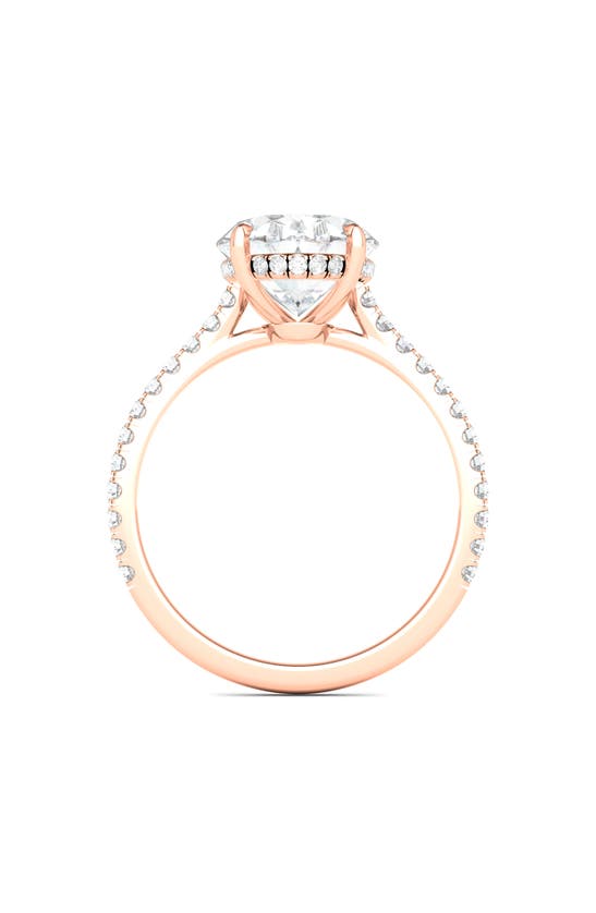 Shop Hautecarat 18k White Gold Halo & Oval Cut Lab Created Diamond Engagement Ring In 18k Rose Gold