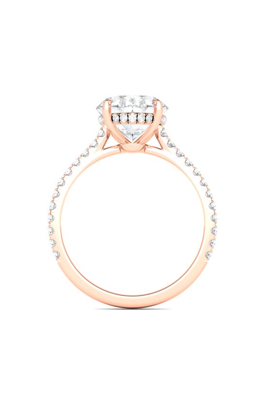 Hautecarat Everyday By 18k White Gold Halo & Oval Cut Lab Created Diamond Engagement Ring In 18k Rose Gold