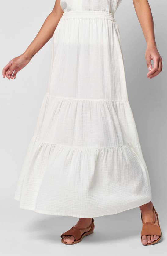 Faherty Valentina Tiered Organic Cotton Maxi Skirt In White