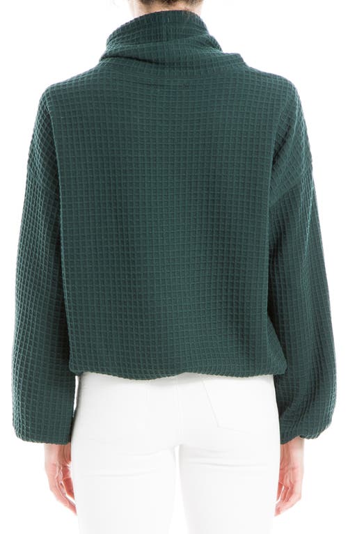 Max Studio Funnel Neck Waffle Knit Pullover In Deep Petrol