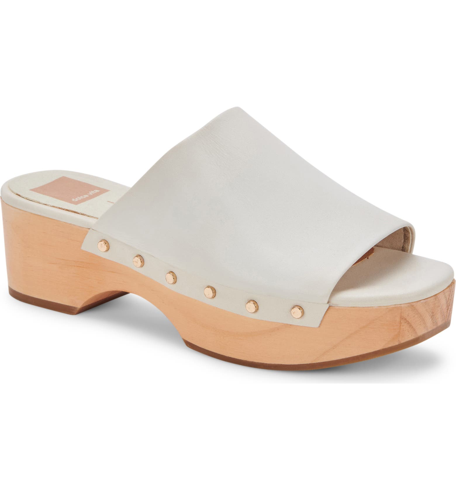 Light grey clog sandals