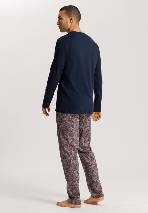 Shop Hanro Night And Day Long Sleeve Cotton Pajama Set In Sandy Paisley