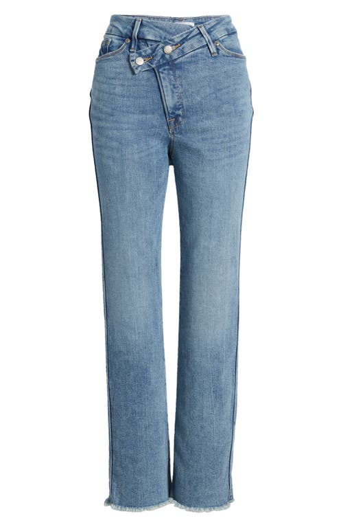 Shop Good American Good Curve Crossover Waist Straight Leg Jeans In Indigo709