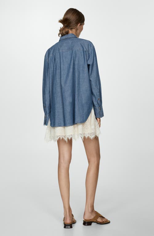 Mango Nonstretch Denim Button-up Shirt In Open Blue