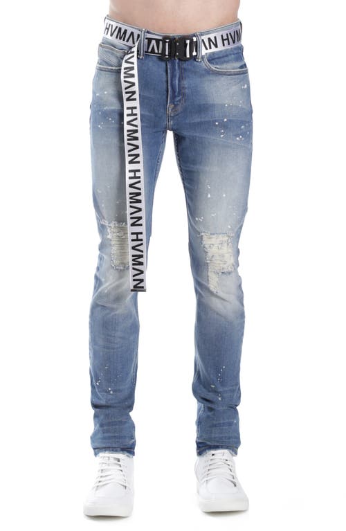 HVMAN Distressed Skinny Jeans in Lichen