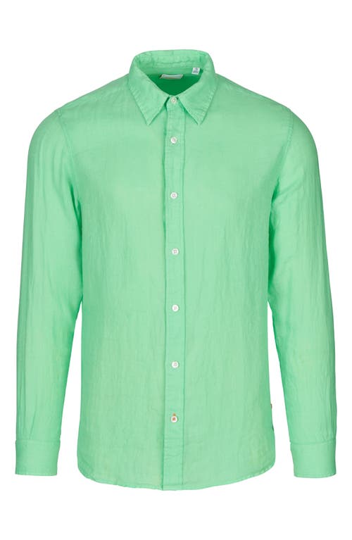 Amalfi Linen Button-Up Shirt in Sea Glass