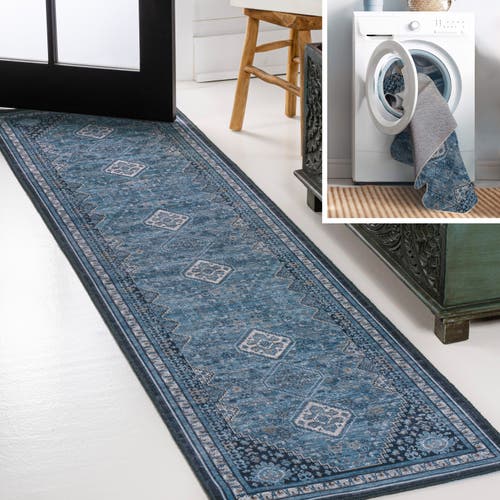 Jonathan Y Dalyan Geometric Medallions Machine-washable Area Rug In Blue/gray