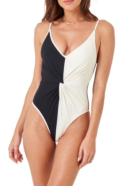 L*space Lspace Devi Colorblock Twist Front One-piece Swimsuit In White