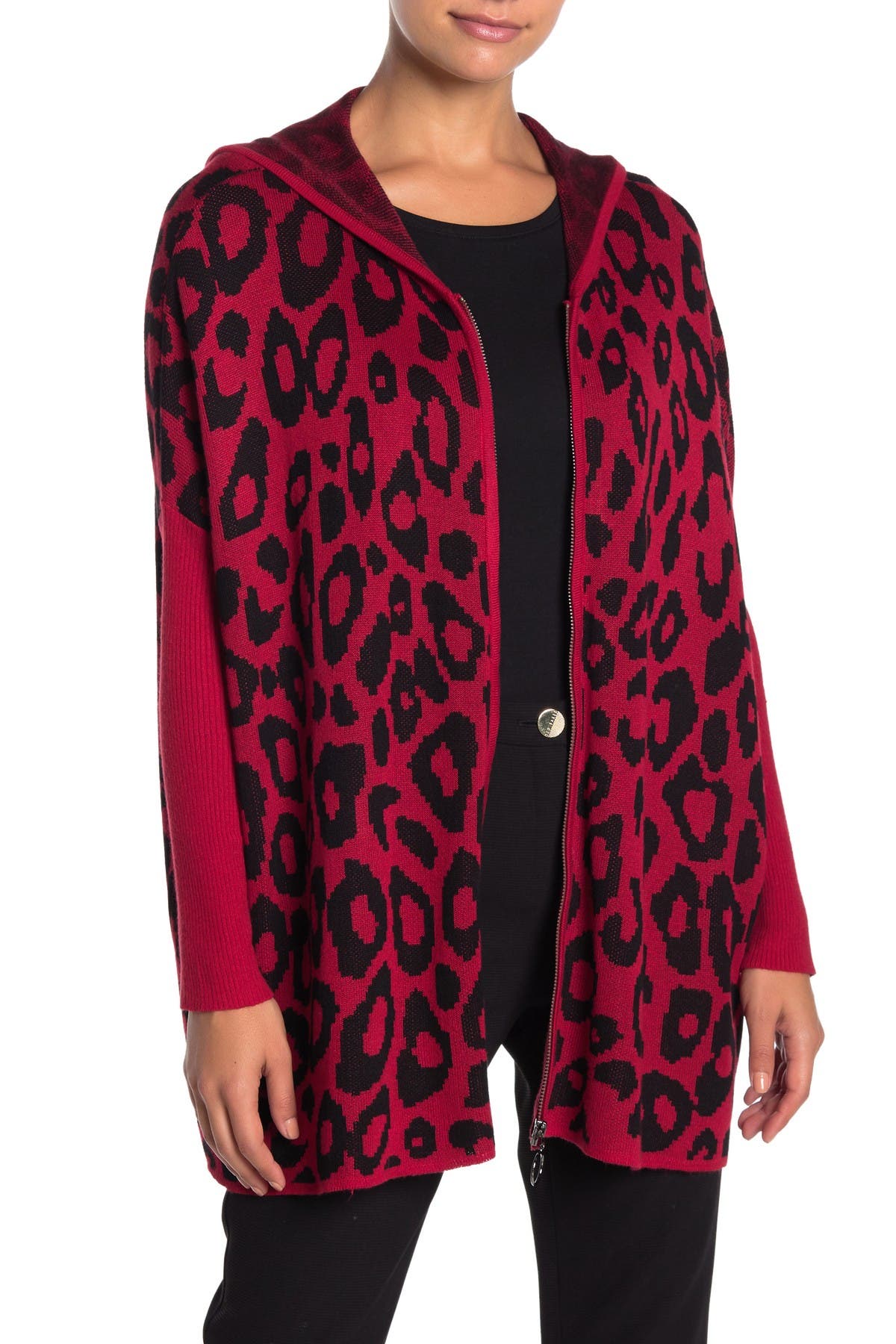leopard hooded cardigan