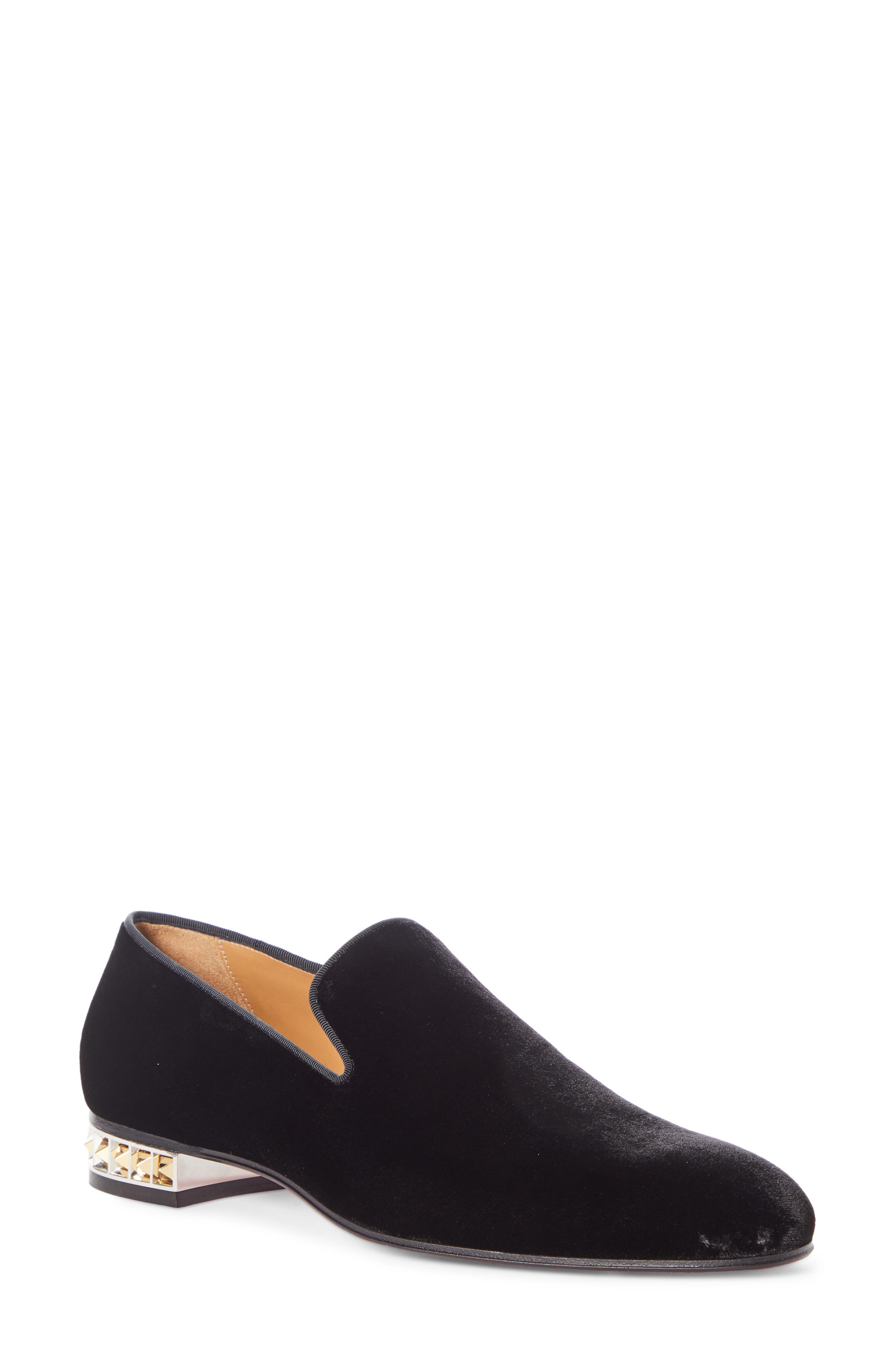 black loafers with red bottoms