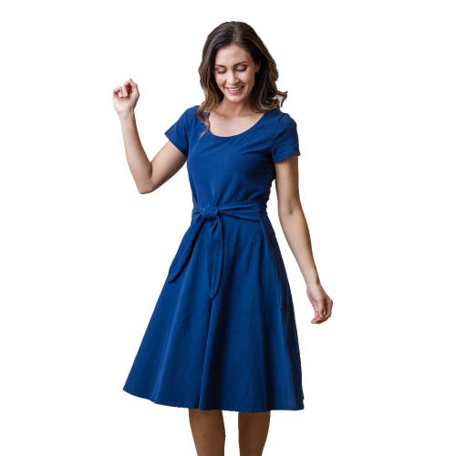 Hope & Henry Women's Organic Cotton Tie-Waist Knit Dress in Navy at Nordstrom