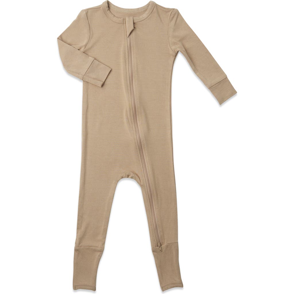 Baby Grey By Everly Grey Convertible Zip Romper In Light Latte