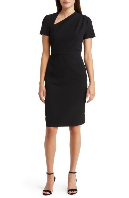 Maggy London Asymmetric Short Sleeve Dress in Black