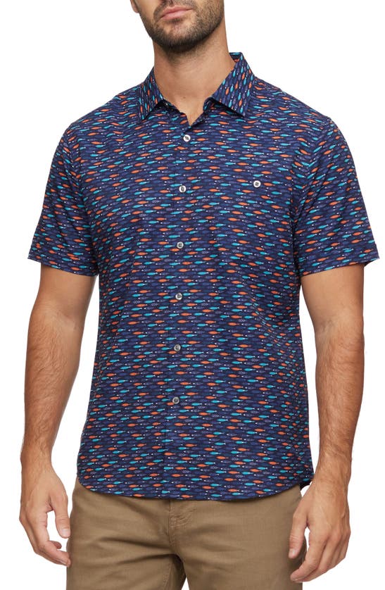 Flag And Anthem Beatty Short Sleeve Performance Shirt In Navy Multi