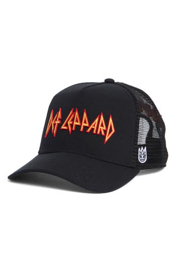 Cult Of Individuality Def Leppard Mesh Back Trucker Cap In Brown