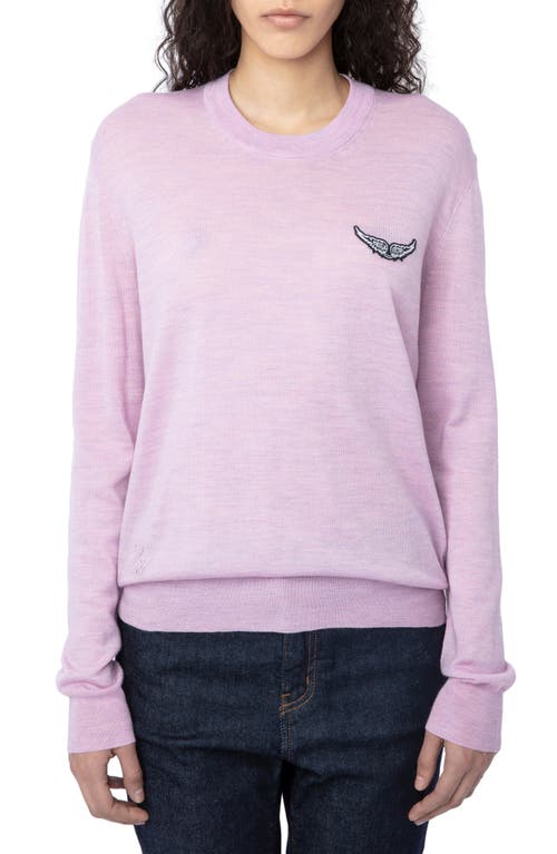 Zadig & Voltaire Life We Wings Merino Wool Sweater in Soft Pink