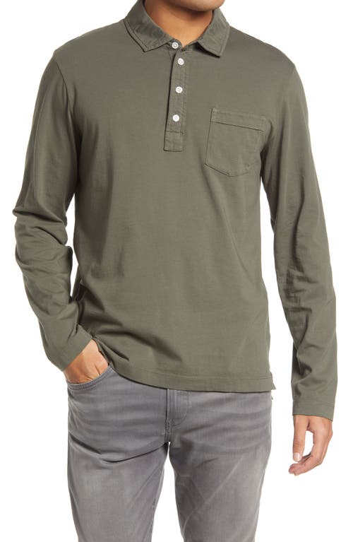Pensacola Long Sleeve Organic Cotton Pocket Polo in Washed Green