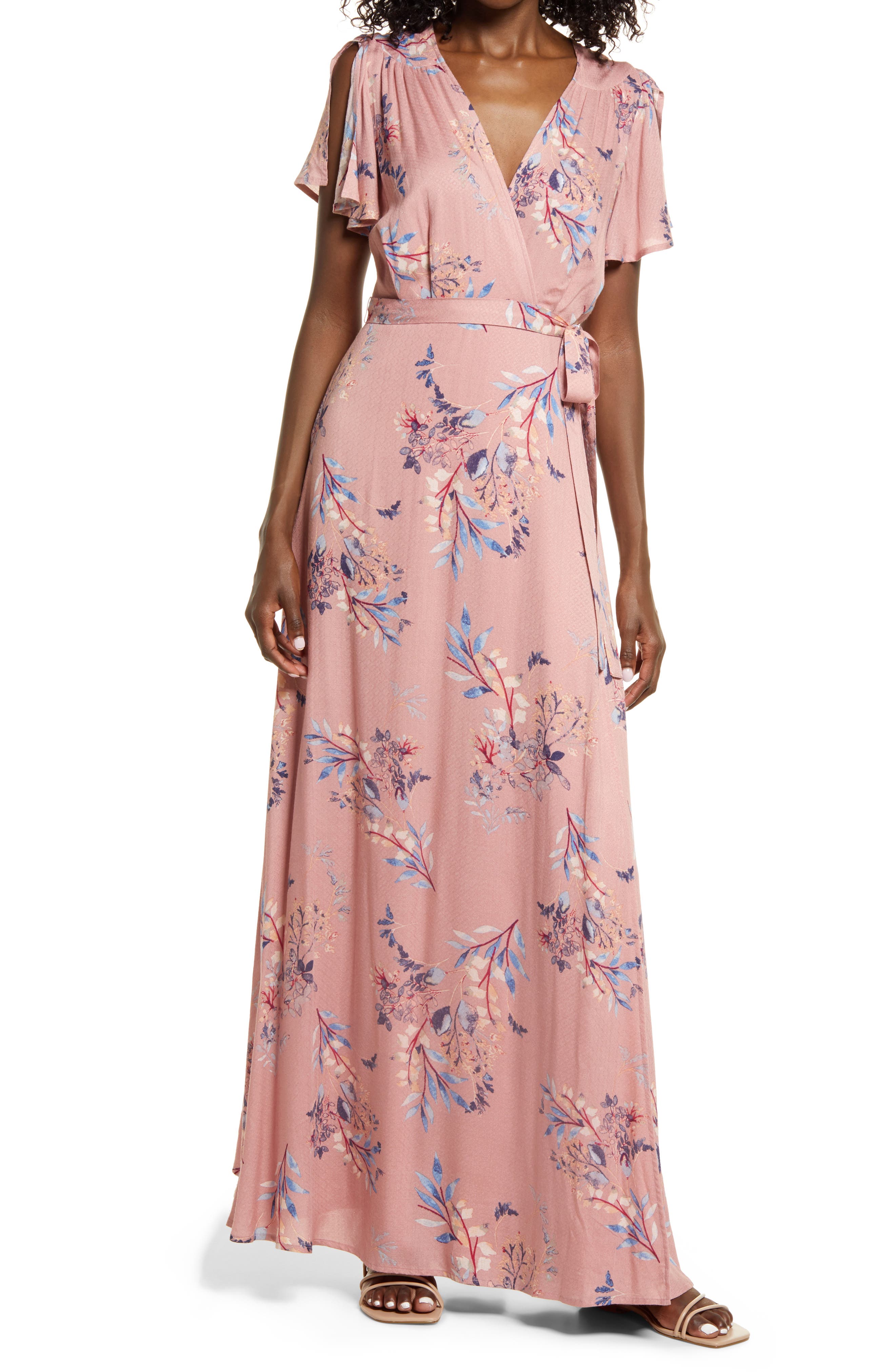 light blue midi wrap dress