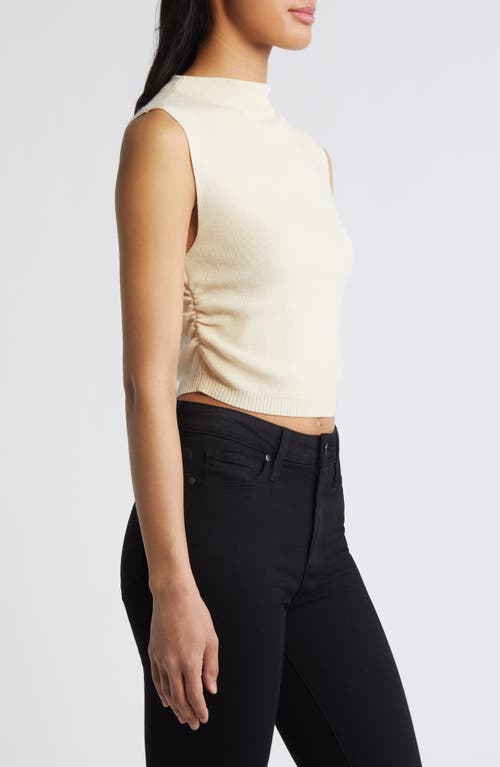 Shop Bella Dahl Mock Neck Crop Linen Blend Sweater Tank In Seashell Sand