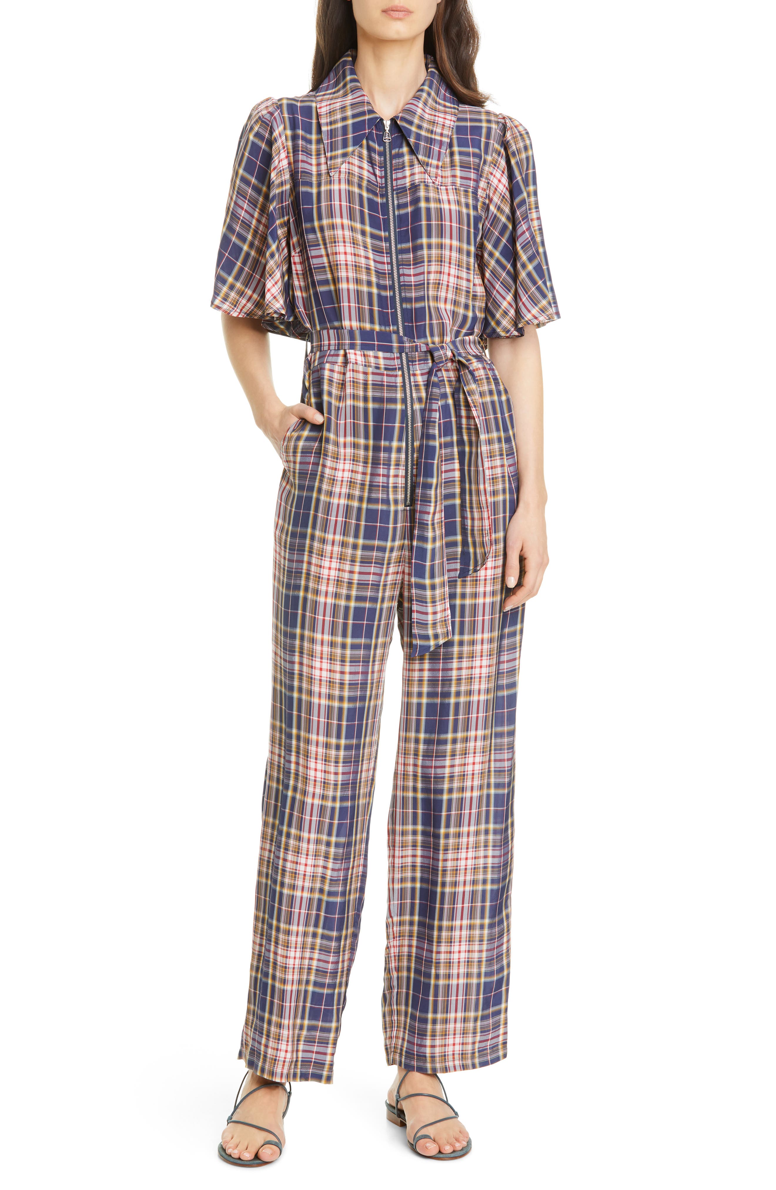 plaid jumpsuit